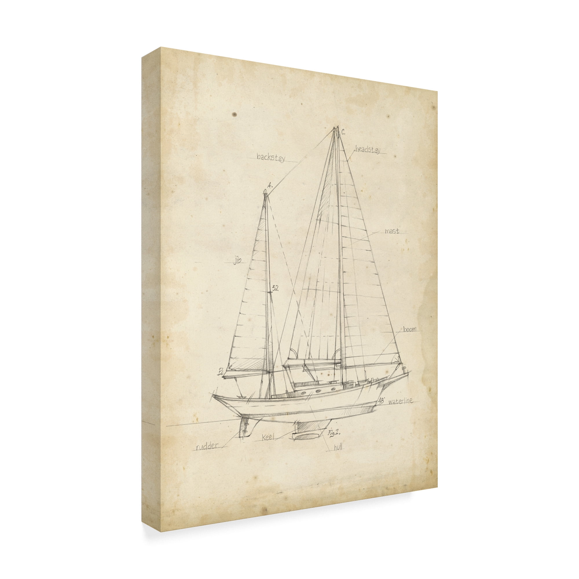 Trademark Fine Art 'Sailboat Blueprint VI' Canvas Art by Ethan Harper
