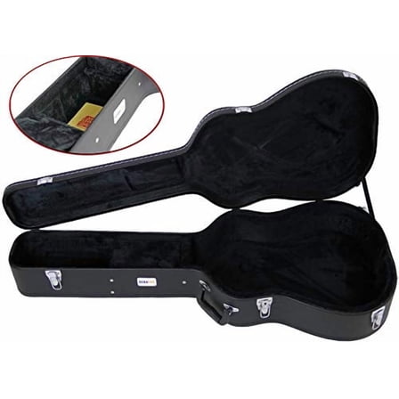 Gearlux Dreadnought Acoustic Guitar Hardshell Case with Accessory Compartment - Black