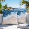 thumbnail image 4 of Blue Ocean Outdoor Pillow Covers Pack of 2 Wave Beach Abstract Seaside Scenery Nature Waterproof Throw Pillow Covers Decorative Cushion Cases for Patio Garden Tent Balcony Couch 18x18 inch, 4 of 8