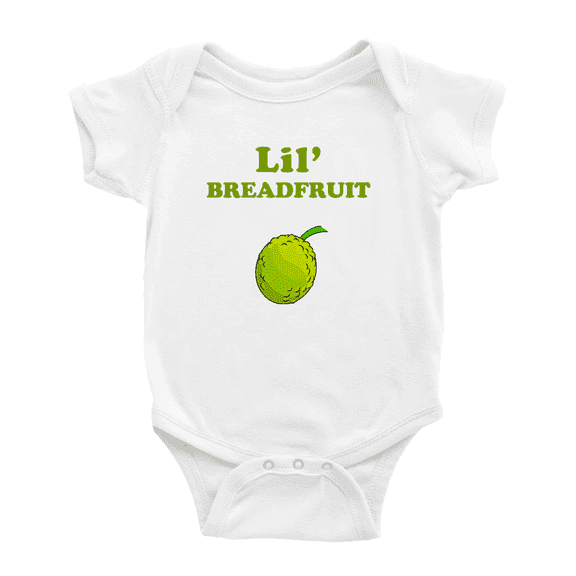 Cute Baby Jumpsuit Lil' Breadfruit Fruit Funny Boy & Gril Newborn Clothes (White, 12-18 Months)
