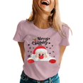 thumbnail image 2 of Merry Christmas Tshirts Women Short Sleeve Casual Crewneck Cute Santa Claus Graphic Tees Holiday Party Tops, 2 of 5