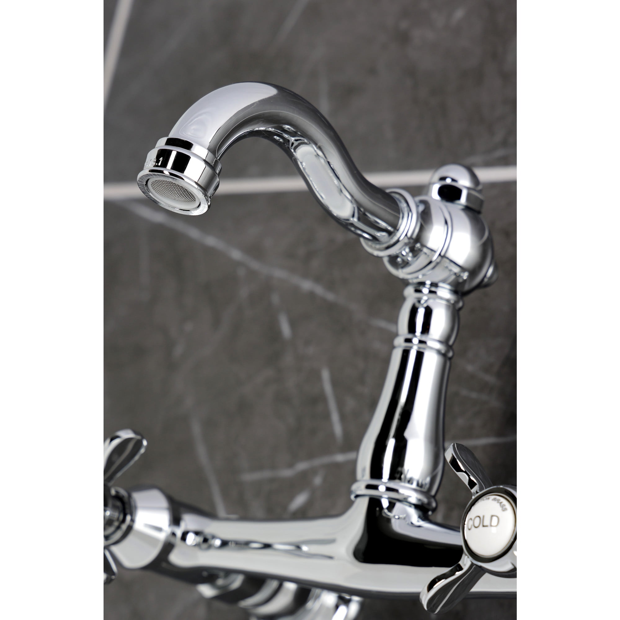 Kingston Brass KS3251BEX Vintage Double-Handle Wall-Mount Bridge Kitchen Faucet, Polished Chrome
