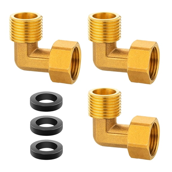 Pack Of 3 Brass 90 Degree Elbow Fitting 1/2Inch Male to Female Thread