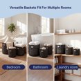 thumbnail image 5 of happimess BSK2033C-3SET Lasuna Coastal Bohemian Water Hyacinth Handwoven Checker Weave Nesting Baskets with Handles, Black (Set of 3), 5 of 6