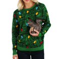 thumbnail image 4 of Gibobby Suéter navideño mujer Suéter navideño para mujer, de nieve, cuello redondo, suelto, manga larga, divertido de punto navideño(Verde,G), 4 of 4