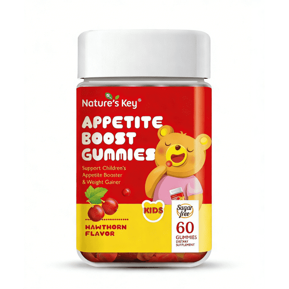 Nature's Key Appetite Booster Gummies - for Kids to Eat More, Support Appetite Stimulant and Weight Gainer -Hawthorn Flavor (60Count, Pack of 1)