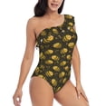 thumbnail image 3 of Sikiie Cute Cartoon Bees Print Women One Piece Swimsuits Tummy Control One Shoulder Bathing Suits Ruffle Swimwear, From S to XXL-X-Large, 3 of 6
