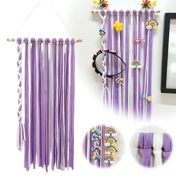 XIBUFE Wall hangs,Hair Bow Holder Hanger Long Head Hoop Clips Storage Organizer Accessories,Bow Organizer for Girls