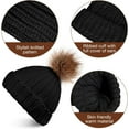 thumbnail image 3 of 4 Pieces Women Winter Knitted Beanie Hat Glove Set Skull Cap Touchscreen Gloves, 3 of 7