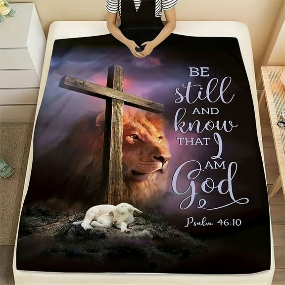 of God and Lion cross flannel blanket gift blanket for friends warm and comfortable soft blanket sofa bed sofa office camping blanket