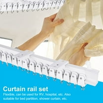 Soumake 1 Set Curtain Track Accessories 1/3/5m Ceiling Curtain Track Bendable Smooth Sliding Room Divider Curtain Track System for RV Bay Window Shower Easy Installation Kit Included