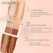 FOCALLURE 4 Colors Matte Glitte Eyeshadow Palette, Long Lasting Waterproof Makeup Pallet Cosmetics Gift,#3 yysy Mocha Ice