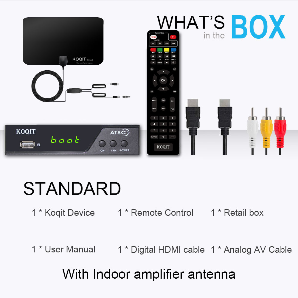 KOQIT Digital TV Converter Box ATSC Cabal Box for Analog HDTV ATSC TV Tuner 1080P Timer Setting USB PVR Function Digital Channel Free Set Top Box