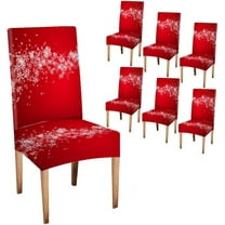 Christmas Snowflake Red Dining Room Chair Covers Slipcovers Set of 6 Stretch Parson Chair Slipcover Removable Washable Chair Protector for Home/Restaurant/Banquet