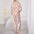 thumbnail image 6 of Wukai Hand Drawn Strawberry Print Women's Pajama Set - Soft Long Sleeve Sleepwear for Comfort and Style-Small, 6 of 9