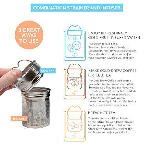 MIRA 18oz Insulated Tea Infuser Bottle, Stainless Steel Travel