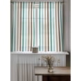 thumbnail image 4 of Brown Stripe Tier Curtains 45 Inch Length,Sheer Curtains for Bedroom Living Room Window Ombre Geometric Teal Green Vertical Striped Small Half Window Kitchen Curtains & Drapes 27.5"x45" 2 Panels, 4 of 6