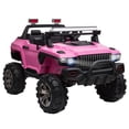 thumbnail image 1 of Aosom 2-Seater Kids Ride-On Car 12V RC 2-Seater Police Truck Electric Car For Kids with Full LED Lights, MP3, Parental Remote Control (Pink), 1 of 10