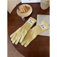 thumbnail image 1 of Guantes largos de punto para otoño e invierno, con parche de color sólido, bonitos guantes de cinco dedos cálidos con correa extendida para la muñeca y dedos con fugas para pantalla táctil, 1 of 6