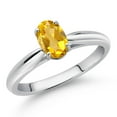 thumbnail image 2 of Gem Stone King 10K White Gold Yellow Citrine Solitaire Engagement Ring for Women (0.75 Cttw, Oval 7X5MM, Gemstone November Birthstone, Size 8), 2 of 4