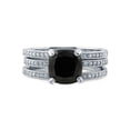 thumbnail image 2 of BERRICLE Sterling Silver Solitaire 3 Carat Black Cushion Cut Cubic Zirconia CZ Stackable Fashion Ring Set for Women, Rhodium Plated Size 9, 2 of 10