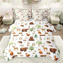 jejeloiu Safari Bear Deer 7-Piece Bedding Comforter Set,Cute Owl Fox King Bedding Sets,Rustic Farmhouse Cabin Bed Sheets For Girls Boys,Luxury Bedroom Decor Reversible