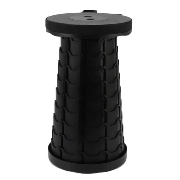 Taburete telescópico resistente de plástico ABS PP de gran capacidad de carga, portátil, estable, plegable, para pesca, camping, viajes, color negro y gris