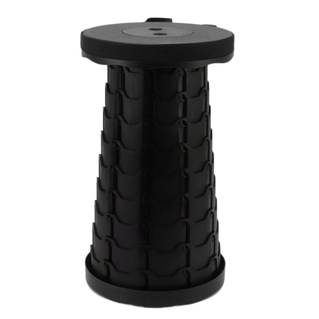 Taburete telescópico resistente de plástico ABS PP de gran capacidad de carga, portátil, estable, plegable, para pesca, camping, viajes, color negro y gris