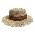 thumbnail image 3 of Sombrero de sol para mujer, sombrero de moda, protección solar, transpirable, tejido con cinta, para playa. marrón, 3 of 9