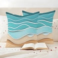 thumbnail image 3 of Turquoise Beach Outdoor Waterproof Pillow Covers, Abstract Ripple Gradient Ocean Sand Decorative Square Throw Pillowcase Sofa Cushion Sham for Patio/Couch/Chair, 20"x20" 2 Pack, 3 of 8