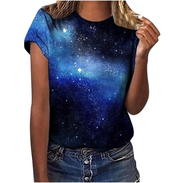 WEAIXIMIUNG T-Shirt Étoile Mode Décontractée à Manches Courtes d'Été pour Femmes de Noël