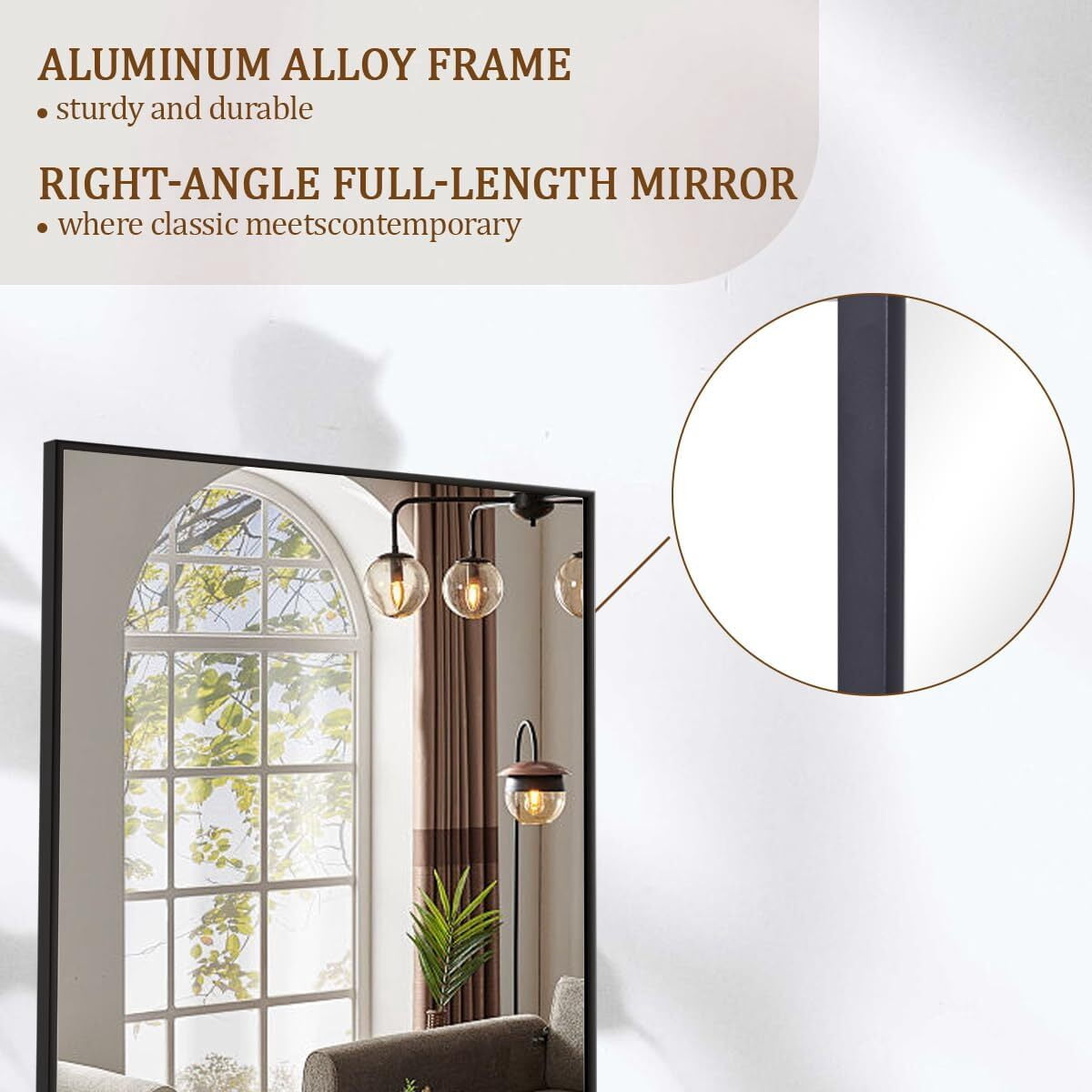 Lumora 65"x 24.25" Full Length Mirror Freestanding Mirror with Stand Vertical Floor Mirror，Black