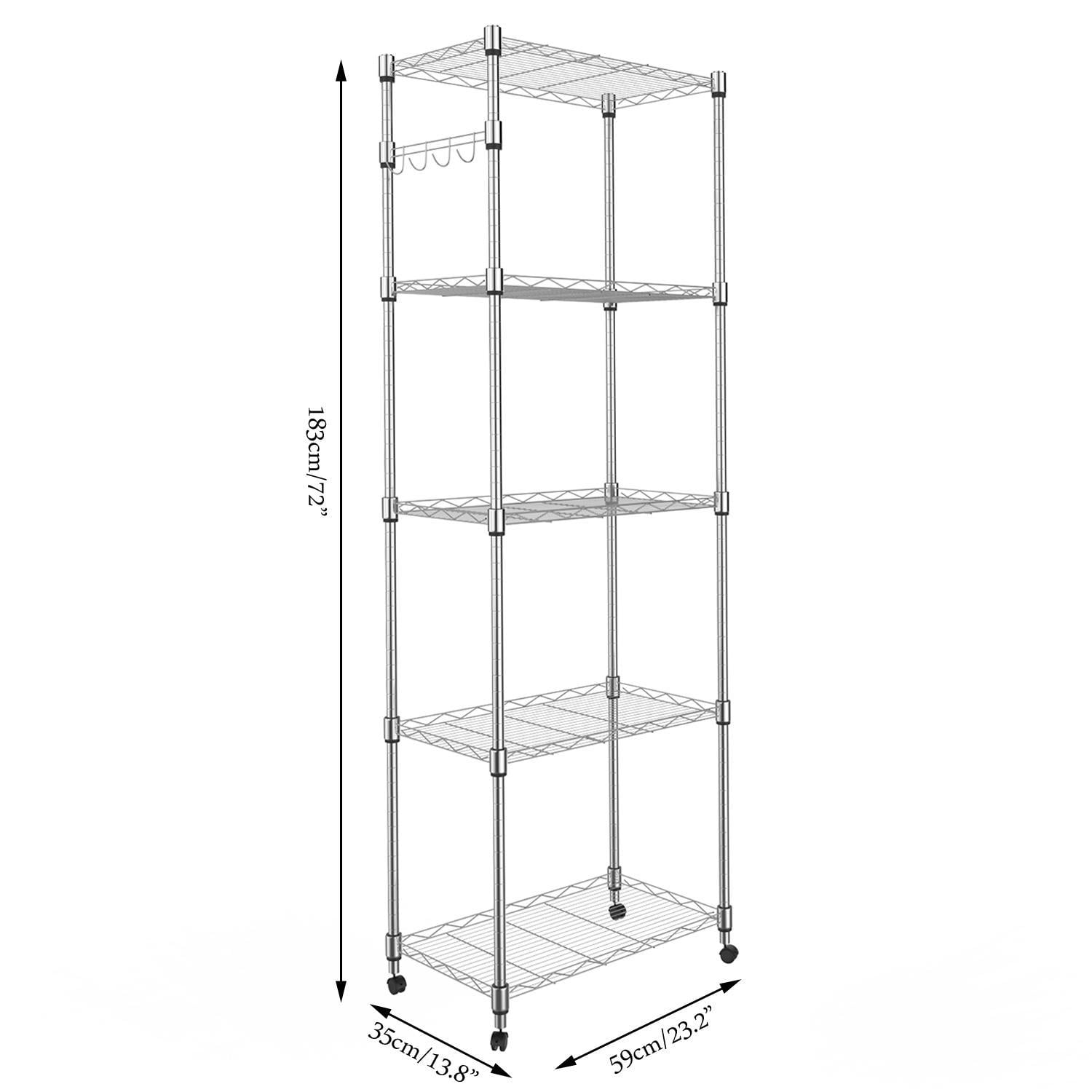 Hot 5 Tier Steel Wire Shelving Rack On, 5 Tier Wire Shelving Rack With Wheels 36 X 18 721