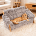 thumbnail image 4 of Cat Sofa Bed for Indoor Cats, Elevated Cat Couch with Wooden Frame, Washable Fluffy Cushion, Cooling Mat Cushion,Raised Pet Bed Furniture for Small Dogs & Cats, Modern Cozy Kitty Lounge, 4 of 5