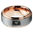 thumbnail image 2 of Tungsten Kansas Sunflower State Heart Band Ring 8mm Men Women Comfort Fit 18k Rose Gold Step Bevel Edge Brushed Polished, 2 of 4