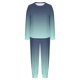 thumbnail image 5 of Conjunto de pijama informal de invierno para mujer, de doble cara, con cuello redondo estampado, manga larga, top anudado a mano, pantalones con cordón ajustable, ropa de casa, blusa de poliéster., 5 of 6