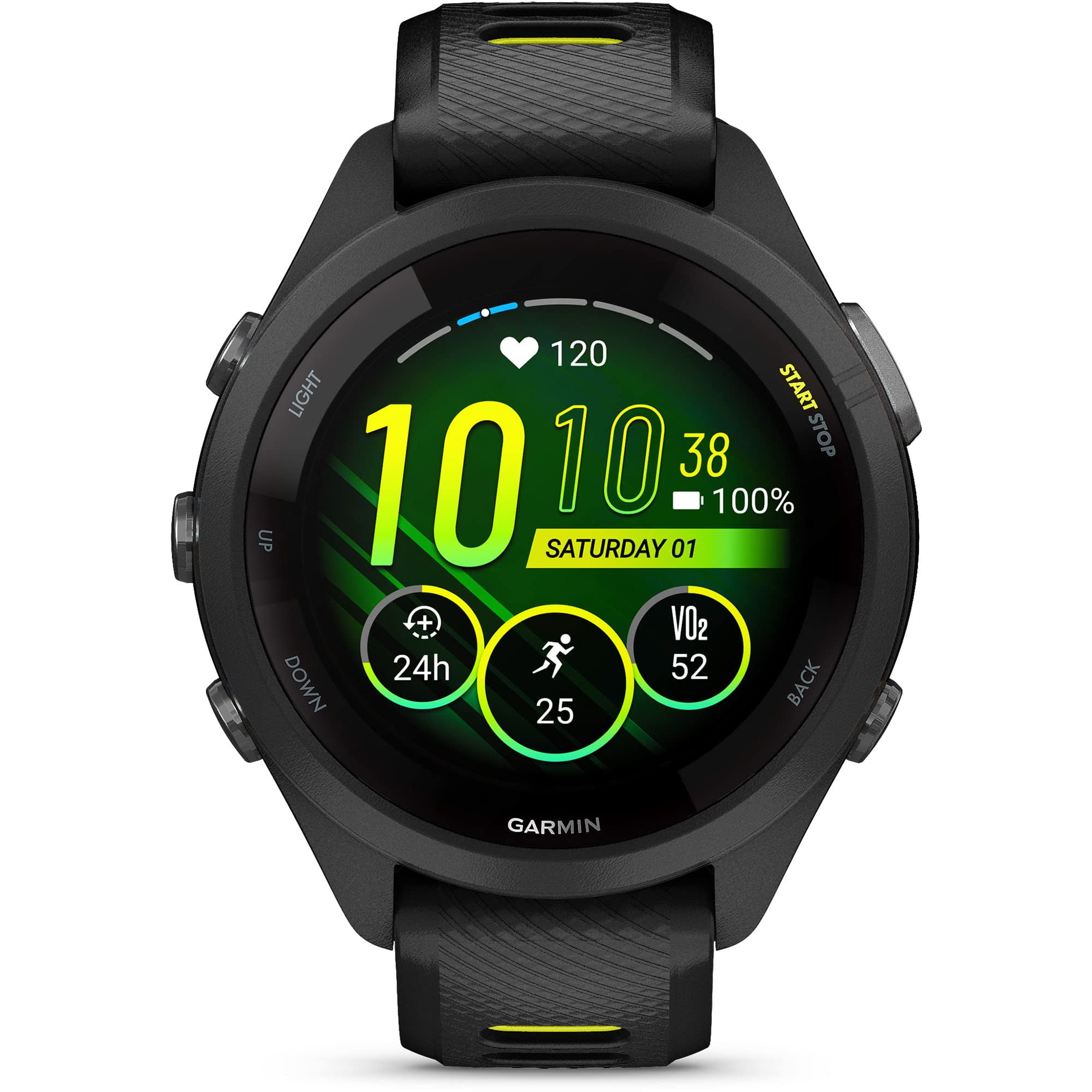  Garmin Forerunner 265S Running Smartwatch, Colorful AMOLED  Display, Training Metrics and Recovery Insights, Black and Amp Yellow, 42  mm : Electronics