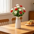 thumbnail image 5 of Cemetery Flowers for Grave Artificial Memorial Flowers for Gravesite 17.7" Red White Silk Peonies Fake Hydrangea Flowers Bouquet Faux Floral Arrangements for Outdoor Decor Kitchen Table Wedding, 5 of 7