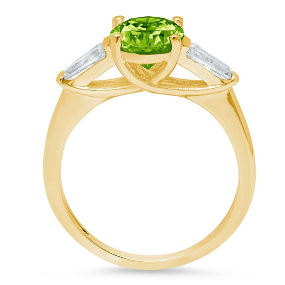 2.5 ct Oval Cut Natural Peridot Three-Stone Engagement Ring for Women in 18K Yellow Gold