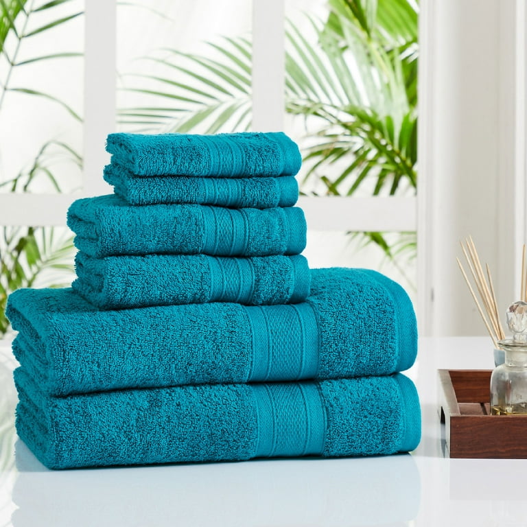 Trident Soft N Plush, 6 Piece Set, Washcloths/Hand/Bath Towels, Blue