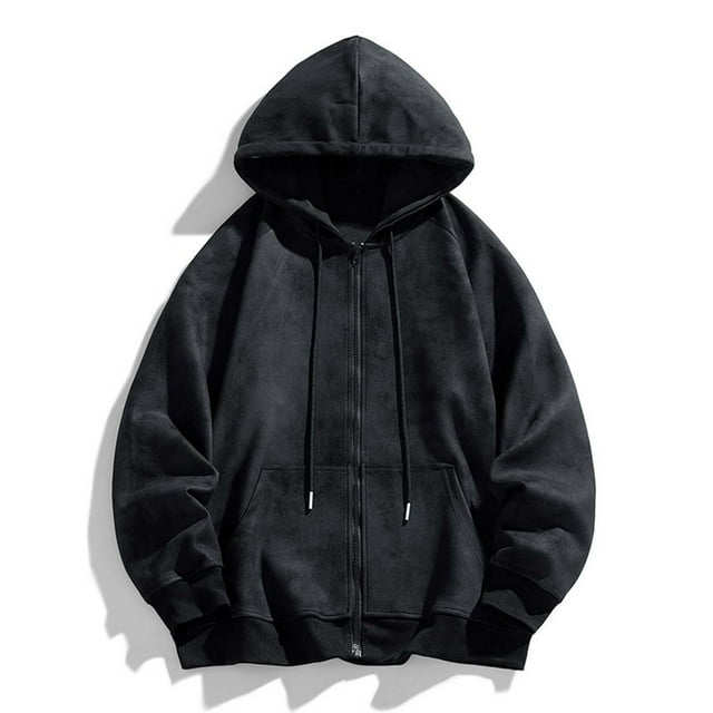 pstuiky manga larga para hombre, Sudadera con capucha y manga larga para hombre, deportiva, holgada, con cremallera y bolsillo con cordón, de color liso y a la moda camisetas de hombre xxl