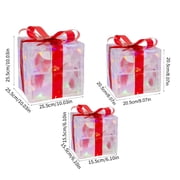 EGNMCR Set of 3 Lighted Gift Boxes Christmas Decorations, LED Pre-Lit Light up Present Boxes for Xmas Tree, Holiday, Party Decorations, Multicolor