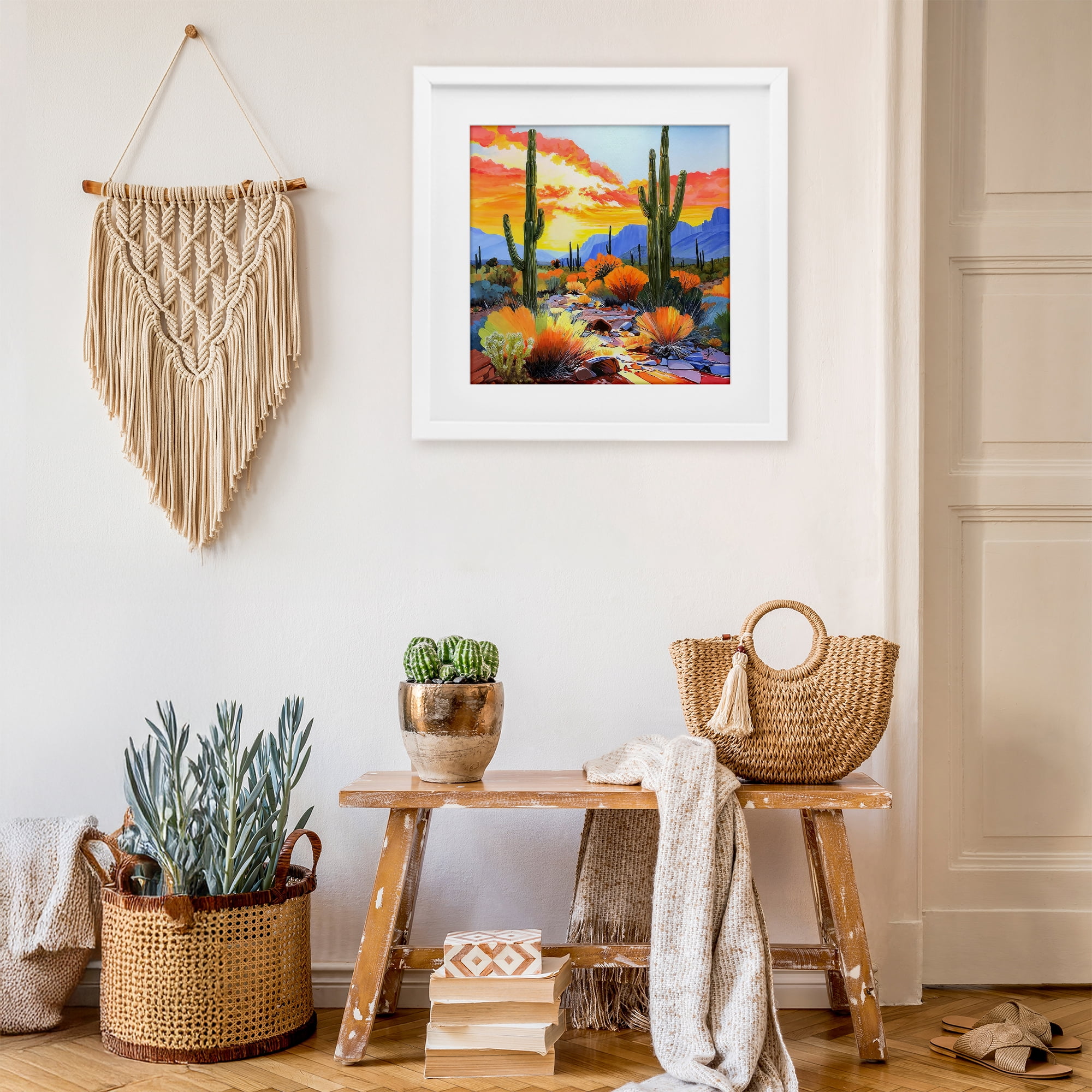 Stupell Industries Desert Splendor Cacti White Framed Print Under Glass, design by John Jaster