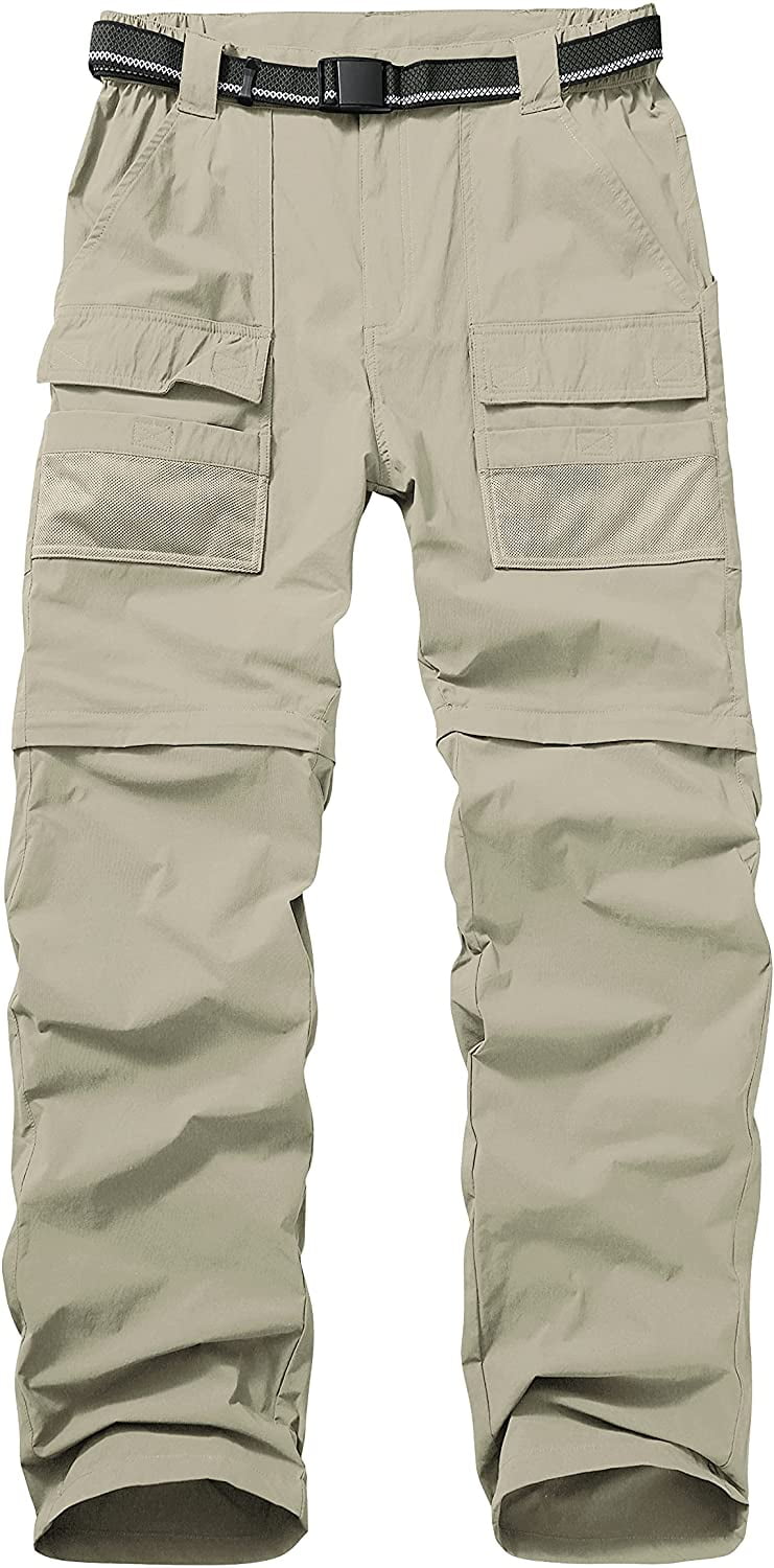 Mens Hiking Stretch Pants Convertible Quick Dry Lightweight Zip Off Outdoor Travel Safari Pants 