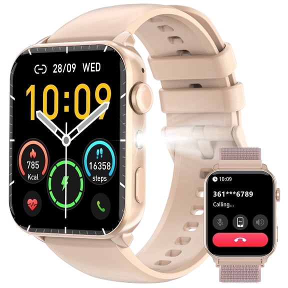 Blackview 1.91-inch Women's Smartwatch with Answer/Make Calls/100 Sports Modes/Message Reminder/IP68 Waterproof,fits for Android iPhone Devices,Pink