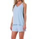 thumbnail image 4 of INSPIRE CHIC Conjuntos de Lounge para Mujeres de 2 Piezas Pijama Halter Cuello en V Cami Pantalones Cortos con Bolsillos Conjuntos Sin Mangas de Verano M Azul Claro, 4 of 5