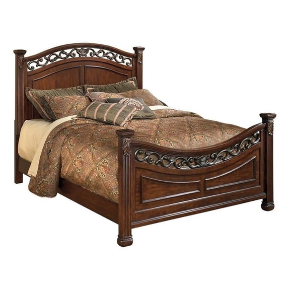 Pemberly Row California King Bed with Leaf Carvings & Scroll Molding