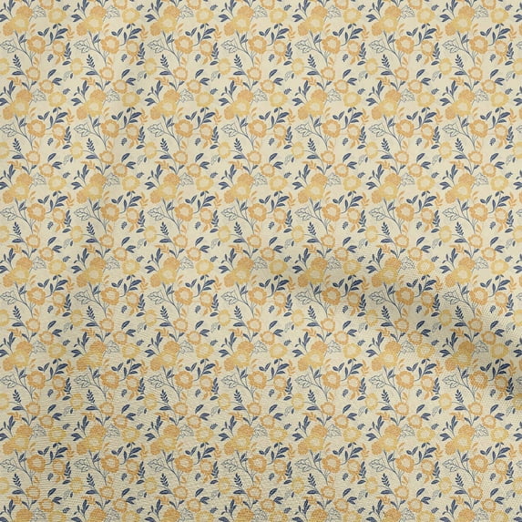 oneOone Viscose Chiffon Light Yellow Fabric Floral Dress Material Fabric Print Fabric By The Yard 42 Inch Wide