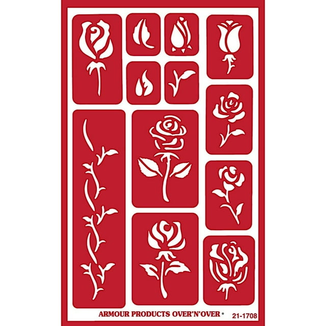 Plantilla Para Grabado Armor Etch Over N Over Roses-Over 'N Glass, Color Marrón