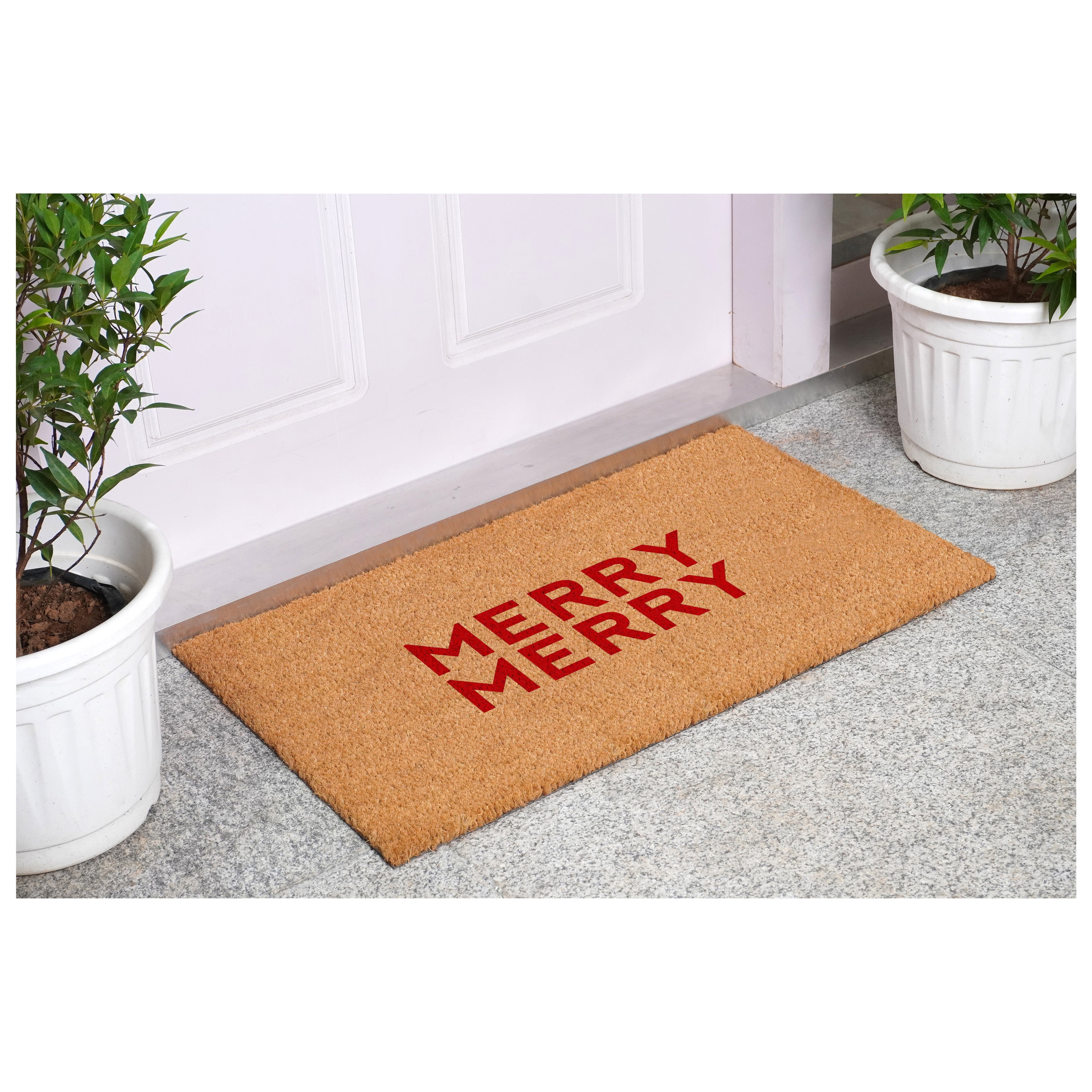Red Modern Merry Doormat 17" x 29"